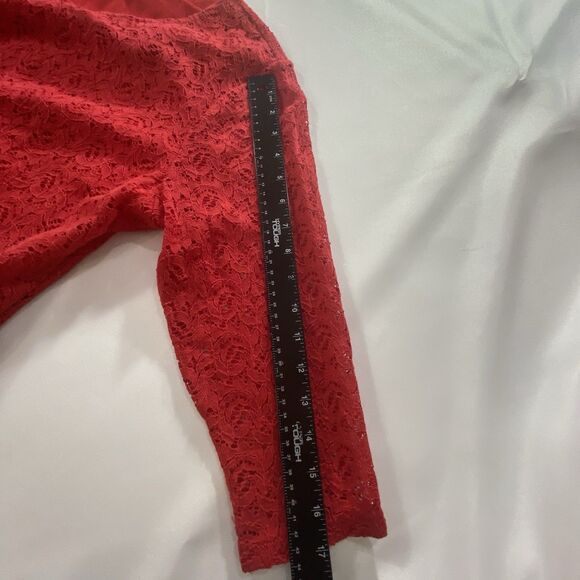 Cathy Daniels Shirt Womens Size XL Red Lace Lined 3/4 Sleeve Pullover Top - Picture 7 of 7